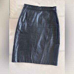 ADA Elegant Black Pencil Style Genuine Leather Skirt • Size: 7